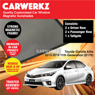 Customised Window Magnetic Sunshades for Toyota Corolla Altis 2013-2019 11th Generation (E170) Japan Sedan