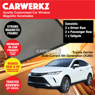 Customised Window Magnetic Sunshades for Toyota Harrier 2020-Current 4th Generation (XU80) Japan SUV