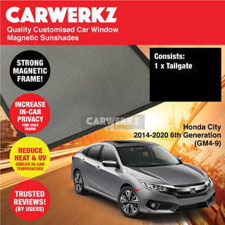 Customised Window Magnetic Sunshades for Honda City Grace 2014-2020 6th Generation (GM6) Japan Sedan - CarWerkz.com