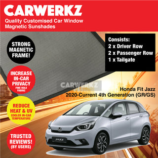 Customised Window Magnetic Sunshades for Honda Fit Jazz 2020-Current 4th Generation (GR/GS) Japan Hatchback