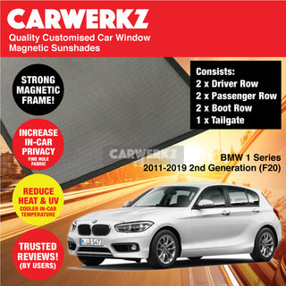 Customised Window Magnetic Sunshades BMW 1 Series 2011-2019 2nd Generation (F20) Luxury German Hatchback - CarWerkz.com