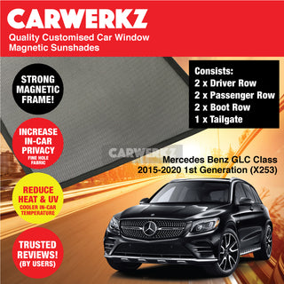 Customised Window Magnetic Sunshades for Mercedes Benz GLC Class 2015-2020 1st Generation (X253) Germany SUV - CarWerkz.com