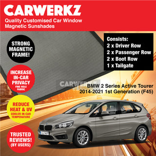 Customised Window Magnetic Sunshades BMW 2 Series Active Tourer 2014-2021 1st Generation (F45) Luxury Germany Subcompact MPV - CarWerkz.com