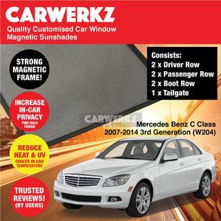 Customised Window Magnetic Sunshades for Mercedes Benz C Class 2007-2014 3rd Generation (W204) Germany Sedan