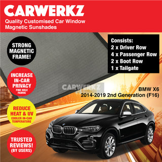 Customised Window Magnetic Sunshades for BMW X6 2014-2019 2nd Generation (F16) Germany SUV Coupe - CarWerkz.com