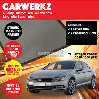 Customised Window Magnetic Sunshades for Volkswagen Passat 2015-2020 7th Generation (B8) Germany Sedan - CarWerkz.com