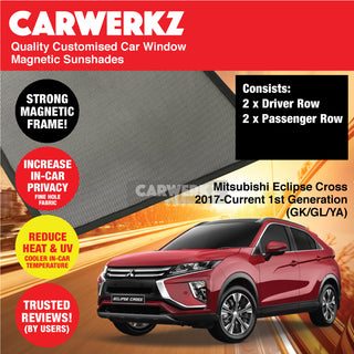 Customised Window Magnetic Sunshades for Mitsubishi Eclipse Cross 2017-Current 1st Generation (GK/GL/YA) Japan SUV - CarWerkz.com