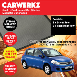 Customised Window Magnetic Sunshades for Nissan Latio Tiida 2004-2012 1st Generation (C11) Japan Hatchback - CarWerkz.com