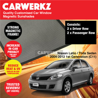 Customised Window Magnetic Sunshades for Nissan Latio Tiida 2004-2012 1st Generation (C11) Japan Sedan - CarWerkz.com