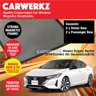 Customised Window Magnetic Sunshades for Nissan Sylphy Sentra 2019-Current 4th Generation (B18) Japan Sedan - CarWerkz.com