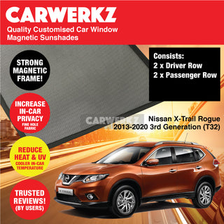 Customised Window Magnetic Sunshades for Nissan X-Trail Rogue 2013-2020 3rd Generation (T32) Japan SUV - CarWerkz.com