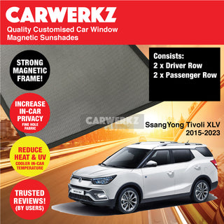 Customised Window Magnetic Sunshades for SsangYong Tivoli XLV/Compact 2015-2023 Korea Hatchback Stationwagon - CarWerkz.com