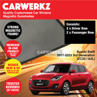 Customised Window Magnetic Sunshades for Suzuki Swift 2017-2023 3rd Generation (ZC33S A2L) Japan Hatchback - CarWerkz.com