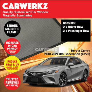 Customised Window Magnetic Sunshades for Toyota Camry 2018-2024 12th Generation (XV70) Japan Hybrid Sedan - CarWerkz.com