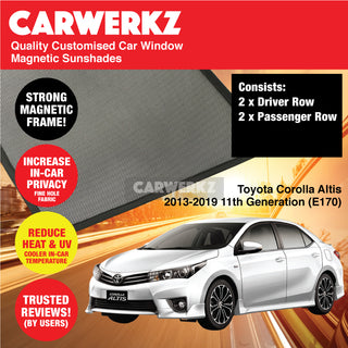 Customised Window Magnetic Sunshades for Toyota Corolla Altis 2013-2019 11th Generation (E170) Japan Sedan