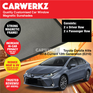 Customised Window Magnetic Sunshades for Toyota Corolla Altis 2018-Current 12th Generation (E210) Japan Sedan - CarWerkz.com