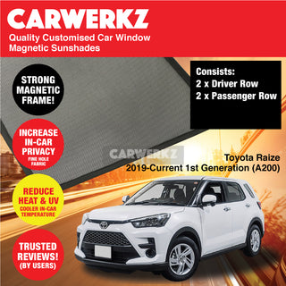 Customised Window Magnetic Sunshades for Toyota Raize Dahatsu Rocky Perodua Activa 2019-Current (A200) Japan SUV