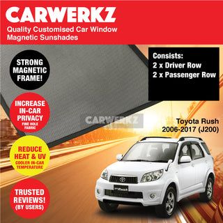 Customised Window Magnetic Sunshades for Toyota Rush 2006-2017 2nd Generation (J200) Japan SUV - CarWerkz.com