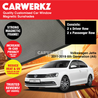 Customised Window Magnetic Sunshades for Volkswagen Jetta 2011-2019 6th Generation (MK6 A6) Germany Sedan - CarWerkz.com