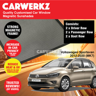 Customised Window Magnetic Sunshades for Volkswagen Golf Sportsvan SV 2012-2020 7th Generation (MK7) Germany Hatchback - CarWerkz.com