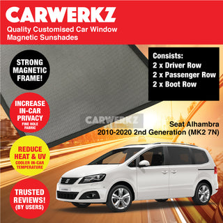 Customised Window Magnetic Sunshades for Seat Alhambra 2010-2020 2nd Generation (MK2 7N) Spain MPV - CarWerkz.com