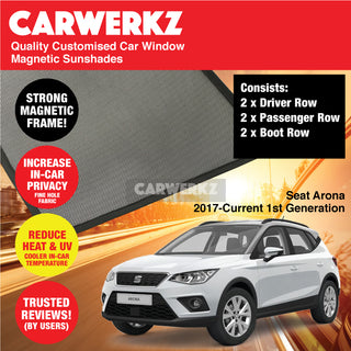 Customised Window Magnetic Sunshades for Seat Arona 2017-Current 1st Generation Spain SUV - CarWerkz.com