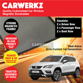 Customised Window Magnetic Sunshades for Seat Ateca 2016-Current 1st Generation  Spain SUV - CarWerkz.com