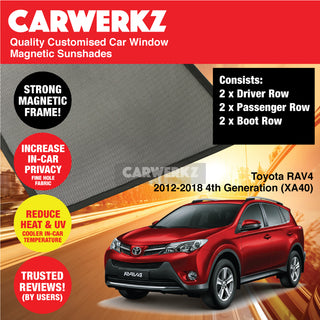 Customised Window Magnetic Sunshades for Toyota Rav4 2012-2018 4th Generation (XA40) Japan SUV - CarWerkz.com