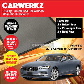 Customised Window Magnetic Sunshades for Volvo S90 2016-Current 1st Generation Sweden Sedan - CarWerkz.com