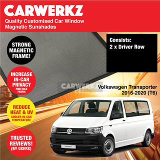 Customised Window Magnetic Sunshades for Volkswagen Transporter 2016-2020 (T6) Germany Commercial Van - CarWerkz.com