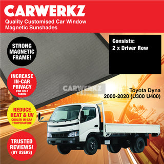Customised Window Magnetic Sunshades for Toyota Dyna 2000-2020 (U300 U400 Series) Japan Truck Lorry - CarWerkz.com