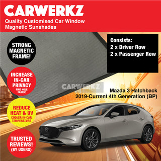 Customised Window Magnetic Sunshades for Mazda 3 Axela 2019-Current 4th Generation (BP) Japan Hatchback - CarWerkz.com
