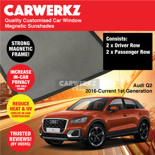 Audi Q2 2016-Current 1st Generation Customised German Luxury Compact Crossover SUV Window Magnetic Sunshades - CarWerkz.com