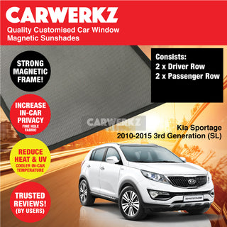 Customised Window Magnetic Sunshades for Kia Sportage 2010-2015 3rd Generation (SL) Korea SUV - CarWerkz.com