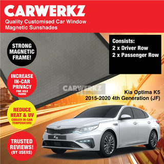 Customised Window Magnetic Sunshades for Kia Optima K5 2015-2020 4th Generation (JF) Korea Sedan - CarWerkz.com