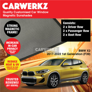 Customised Window Magnetic Sunshades for BMW X2 2017-2022 1st Generation (F39) Germany SUV - CarWerkz.com