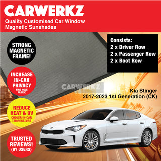 Customised Window Magnetic Sunshades for Kia Stinger 2017-2023 1st Generation (CK) Korea Sports Car - CarWerkz.com