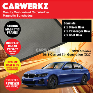 Customised Window Magnetic Sunshades BMW 3 Series 2018-Current 7th Generation (G20)  Luxury Germany Sedan - CarWerkz.com