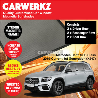 Customised Window Magnetic Sunshades for Mercedes Benz GLB Class 2019-Current 1st Generation (X247) Germany SUV - CarWerkz.com