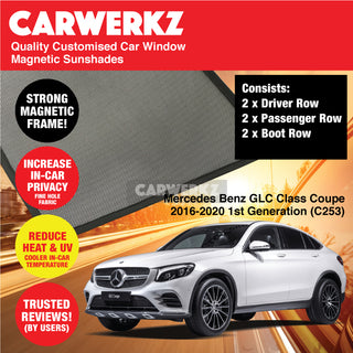 Customised Window Magnetic Sunshades for Mercedes Benz GLC Class Coupe 2016-2020 1st Generation (C253) Germany SUV Coupe
