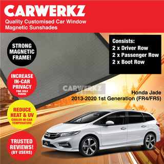 Customised Window Magnetic Sunshades for Honda Jade 2013-2020 1st Generation (FR4 FR5) Japan Stationwagon - CarWerkz.com