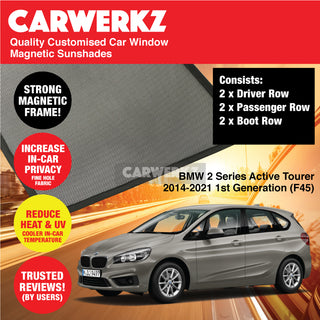 Customised Window Magnetic Sunshades BMW 2 Series Active Tourer 2014-2021 1st Generation (F45) Luxury Germany Subcompact MPV - CarWerkz.com