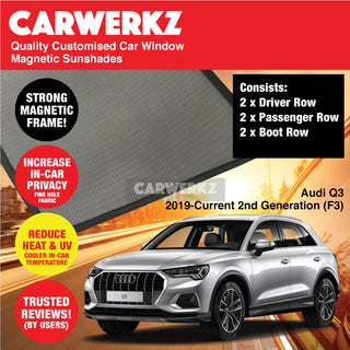 Audi Q3 2019-Current 2nd Generation (F3) Customised German Luxury Compact Crossover SUV Window Magnetic Sunshades - CarWerkz.com