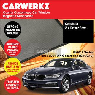 Customised Window Magnetic Sunshades for BMW 7 series 2015-2021 6th Generation (G11 G12) Germany Sedan - CarWerkz.com