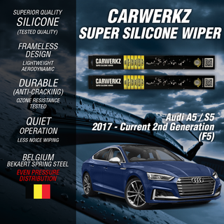 Carwerkz Silicone Wipers for Audi A5/S5 Sedan 2016-Current 5th Generation B9