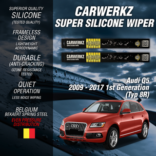 Carwerkz Silicone Wipers for Audi Q5 2009-2017 1st Generation 8R