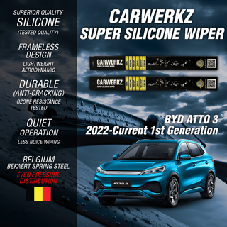 Carwerkz Silicone Wipers for BYD Atto 3 2022-Current 1st Generation