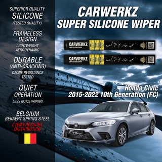 Carwerkz Silicone Wipers for Honda Civic 2015-2022 10th Generation (FC)