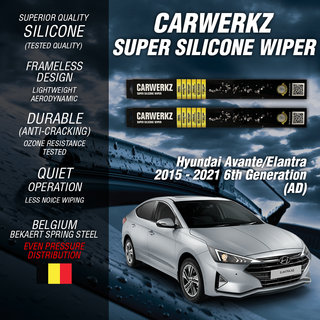 Carwerkz Silicone Wipers for Hyundai Avante Elantra 2015-2021 6th Generation AD