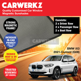 Customised Window Magnetic Sunshades for BMW IX3 Electric 2021-Current (G08)